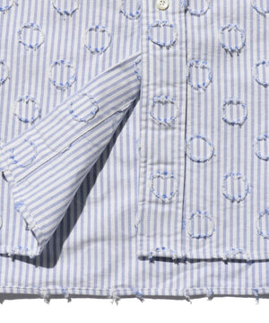 BEAMS PLUS BD BURNOUT DOT CANDY STRIPE - BLUE