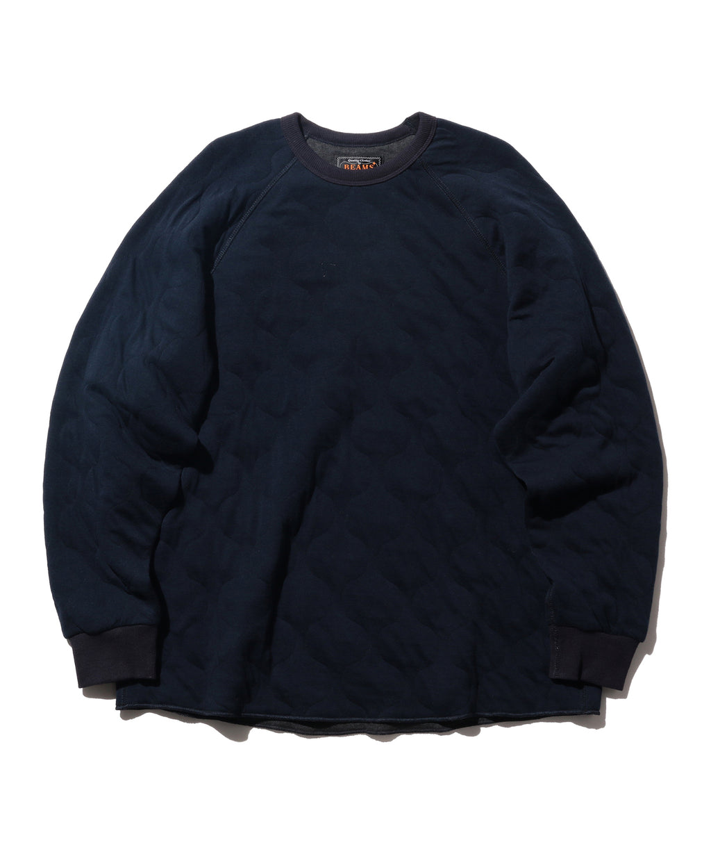 BEAMS PLUS MILITARY QUILT CREWNECK SWEATSHIRT - NAVY