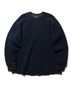 BEAMS PLUS MILITARY QUILT CREWNECK SWEATSHIRT - NAVY