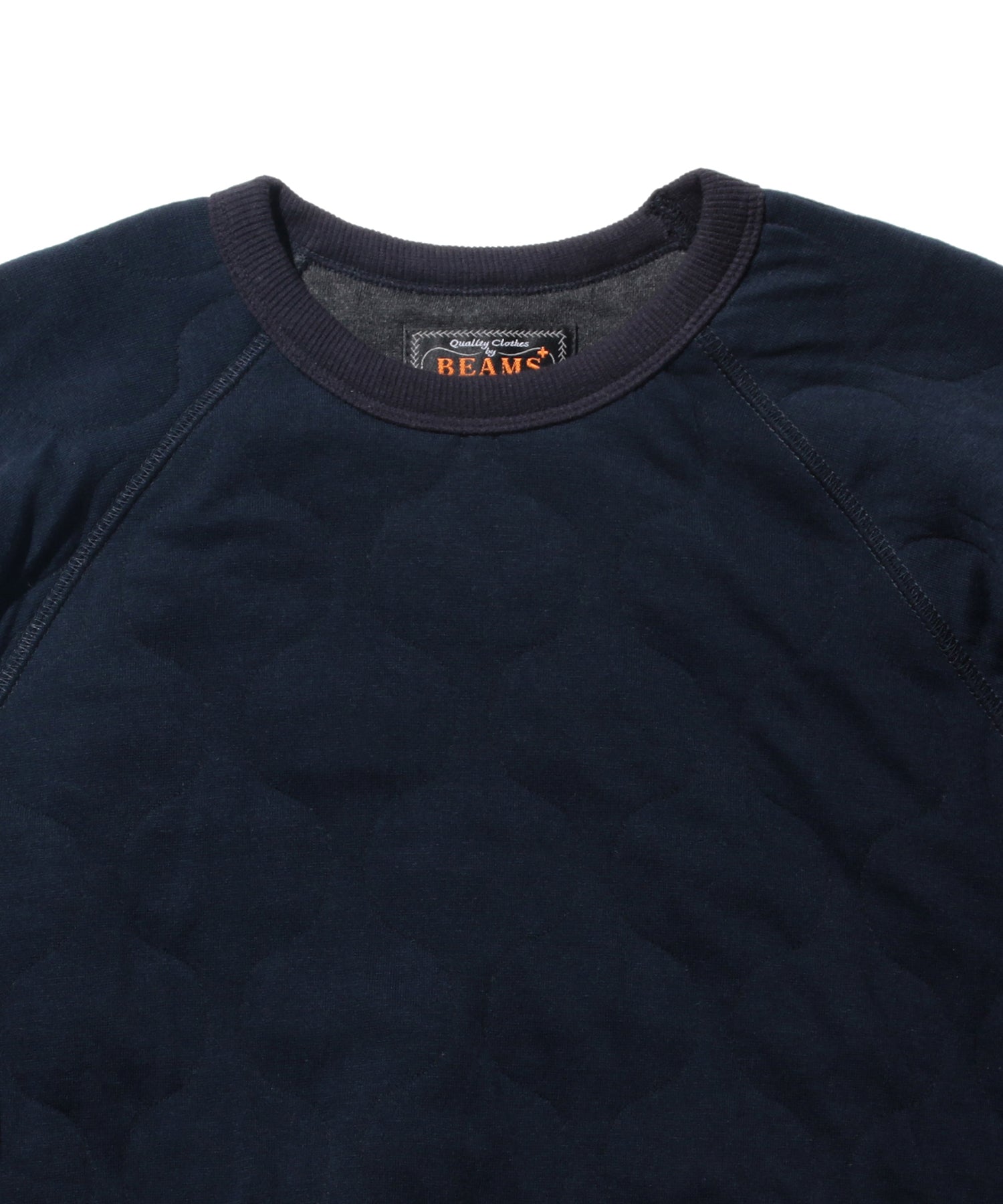 BEAMS PLUS MILITARY QUILT CREWNECK SWEATSHIRT - NAVY