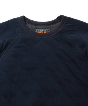 BEAMS PLUS MILITARY QUILT CREWNECK SWEATSHIRT - NAVY