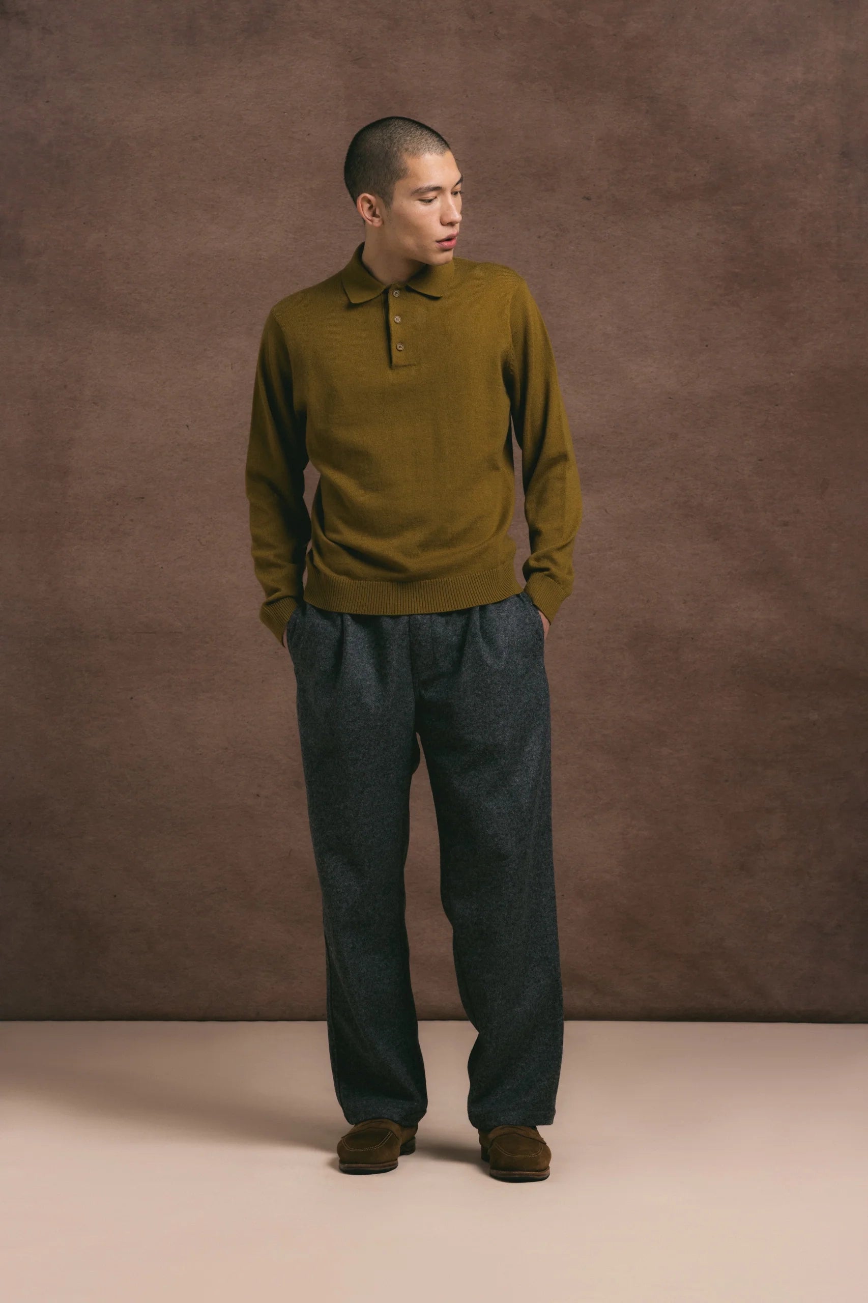 DOUNE BONDED WOOL MIX PANT - CHARCOAL