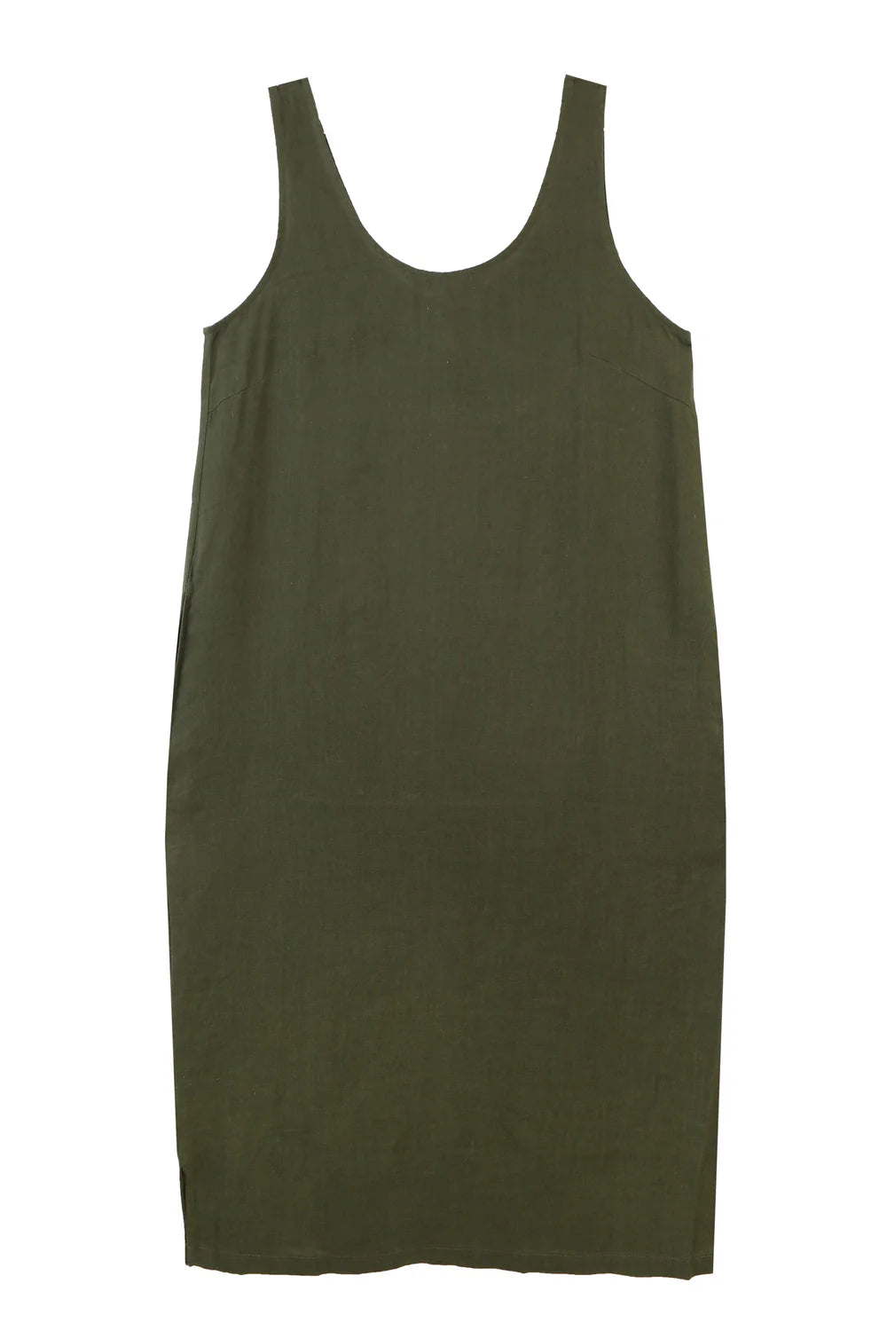SIMPLY CHIC LINEN SHIFT DRESS - HUNTER GREEN