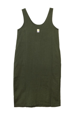 SIMPLY CHIC LINEN SHIFT DRESS - HUNTER GREEN