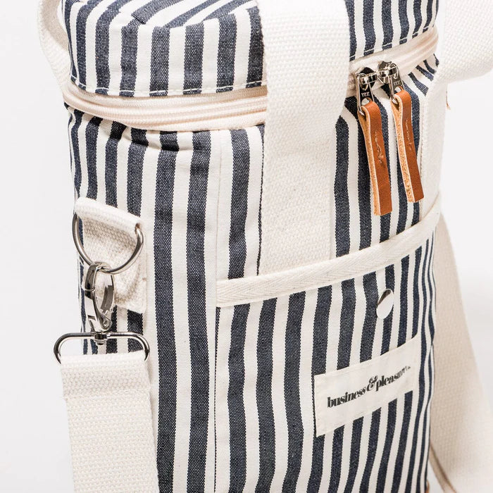 THE WINE COOLER TOTE BAG - LAUREN'S NAVY STRIPE