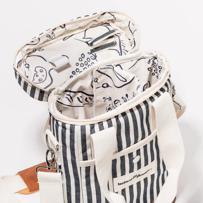 THE WINE COOLER TOTE BAG - LAUREN'S NAVY STRIPE