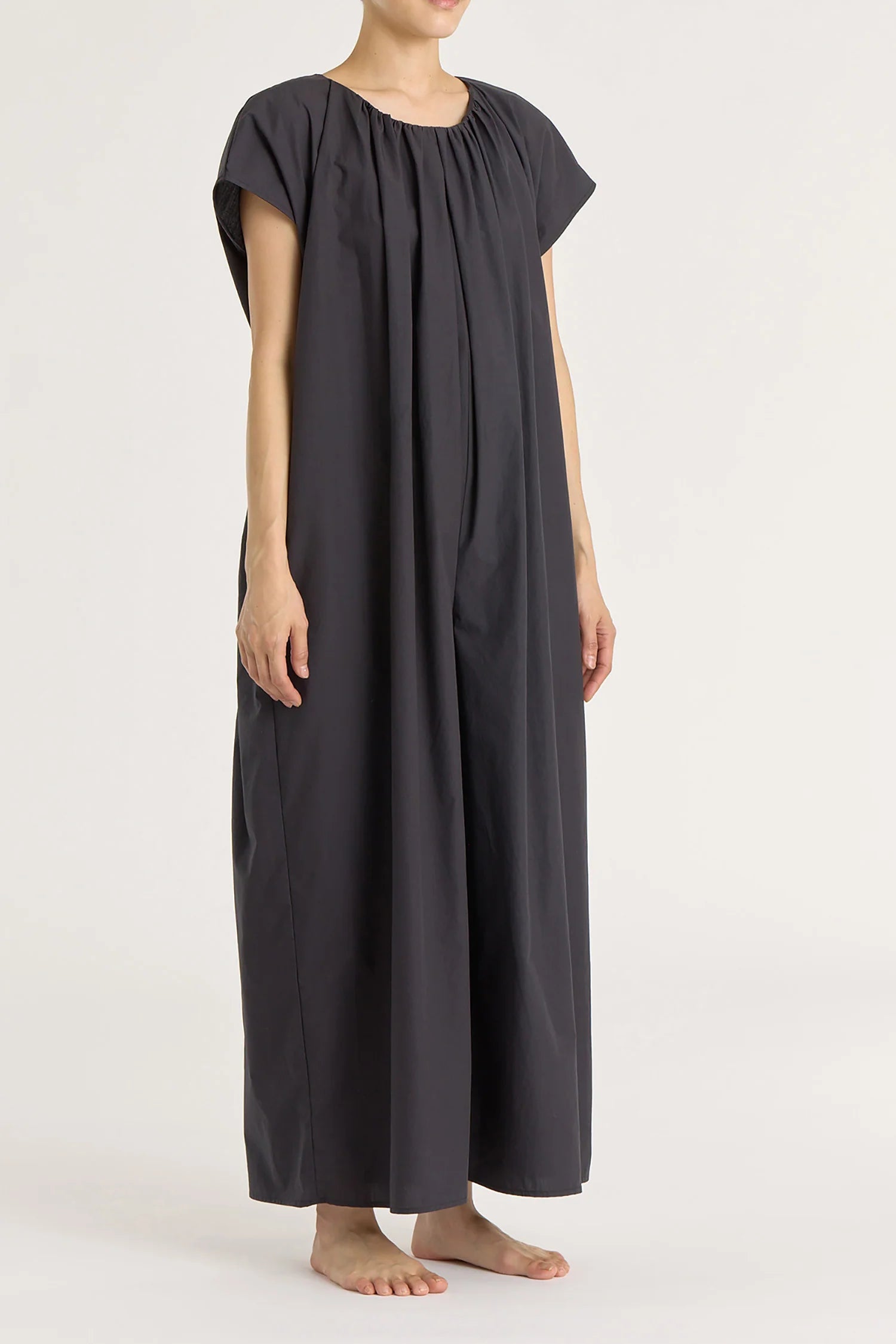 SHIRRED JUMPSUIT - BLACK