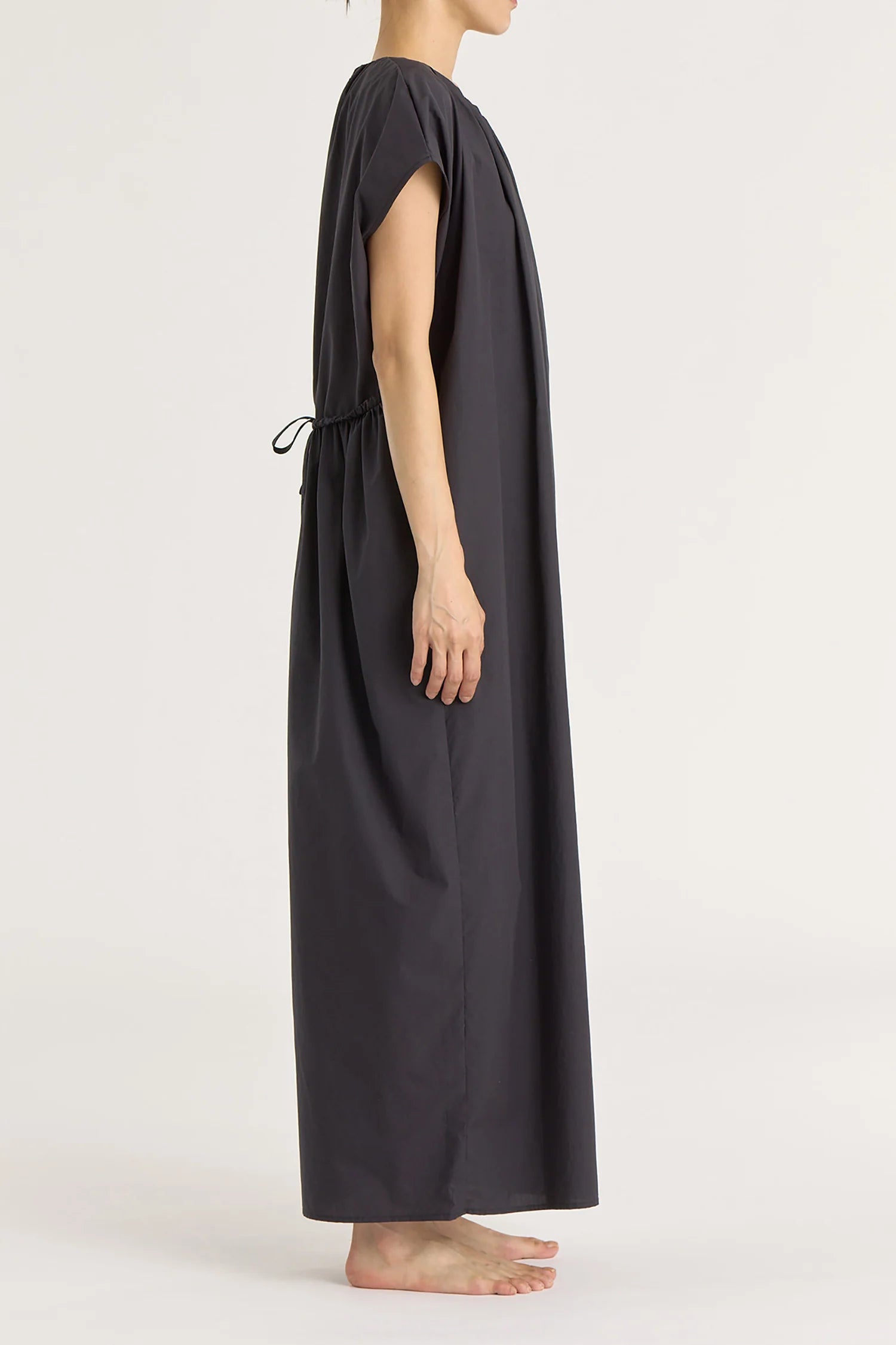 SHIRRED JUMPSUIT - BLACK