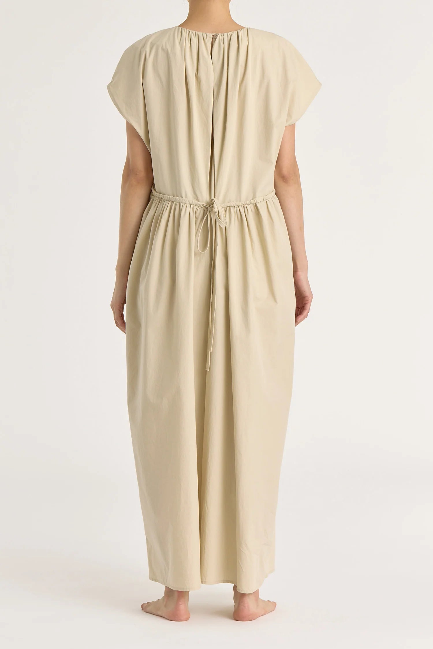 SHIRRED JUMPSUIT - OYSTER