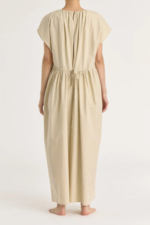 SHIRRED JUMPSUIT - OYSTER