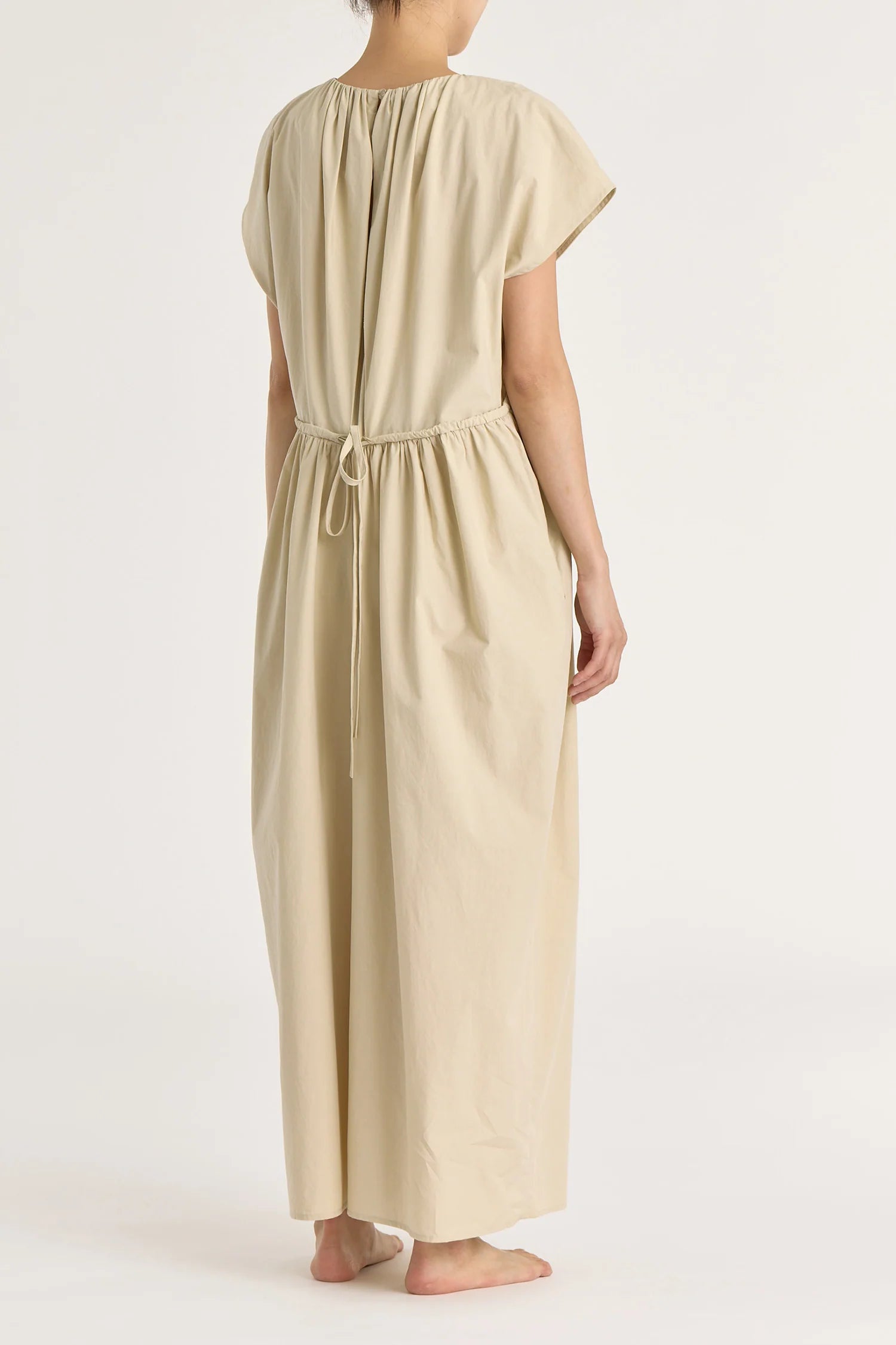 SHIRRED JUMPSUIT - OYSTER