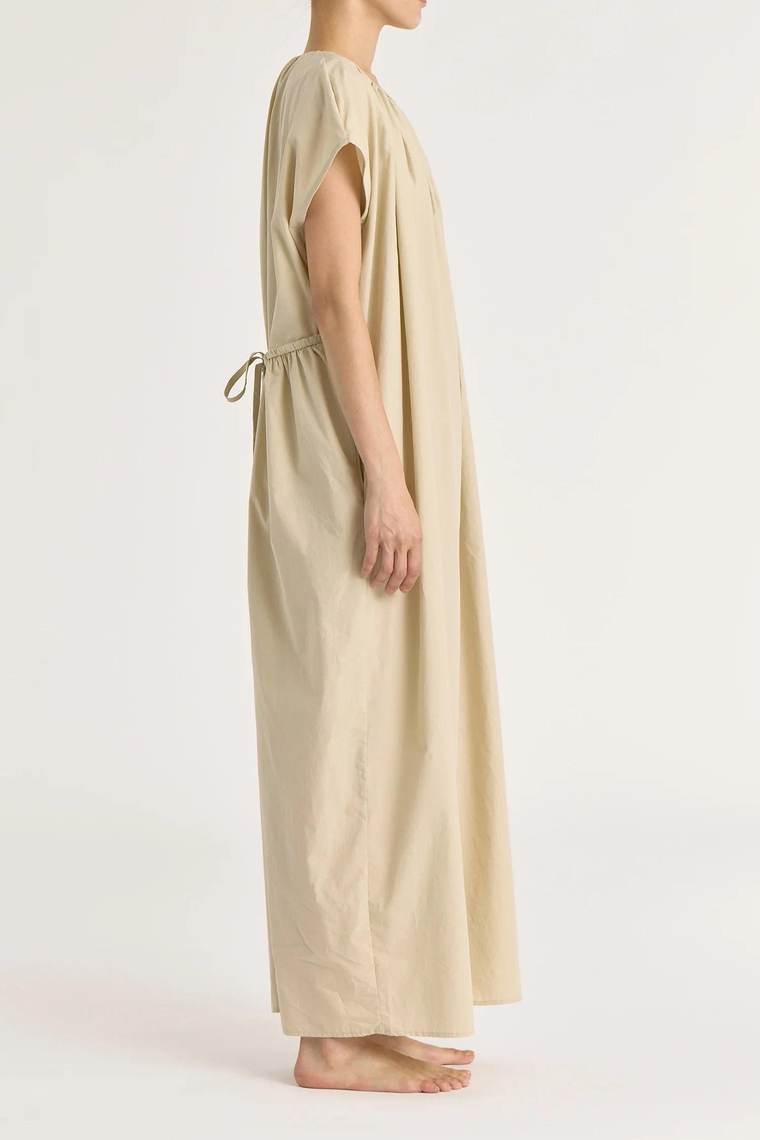 SHIRRED JUMPSUIT - OYSTER