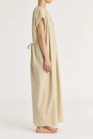 SHIRRED JUMPSUIT - OYSTER