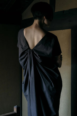 WATER FALL DRESS - BLACK