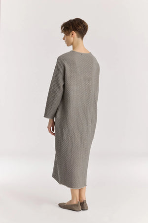 DIAMOND QUILTED DRESS - DARK STONE