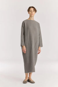 DIAMOND QUILTED DRESS - DARK STONE
