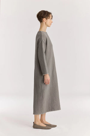 DIAMOND QUILTED DRESS - DARK STONE