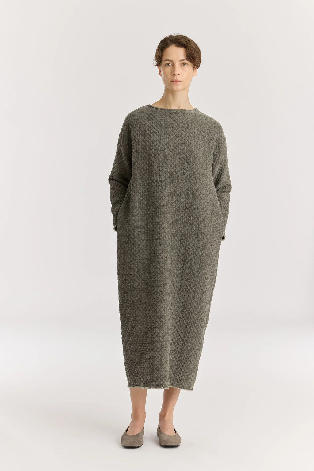 DIAMOND QUILTED DRESS - SLATE