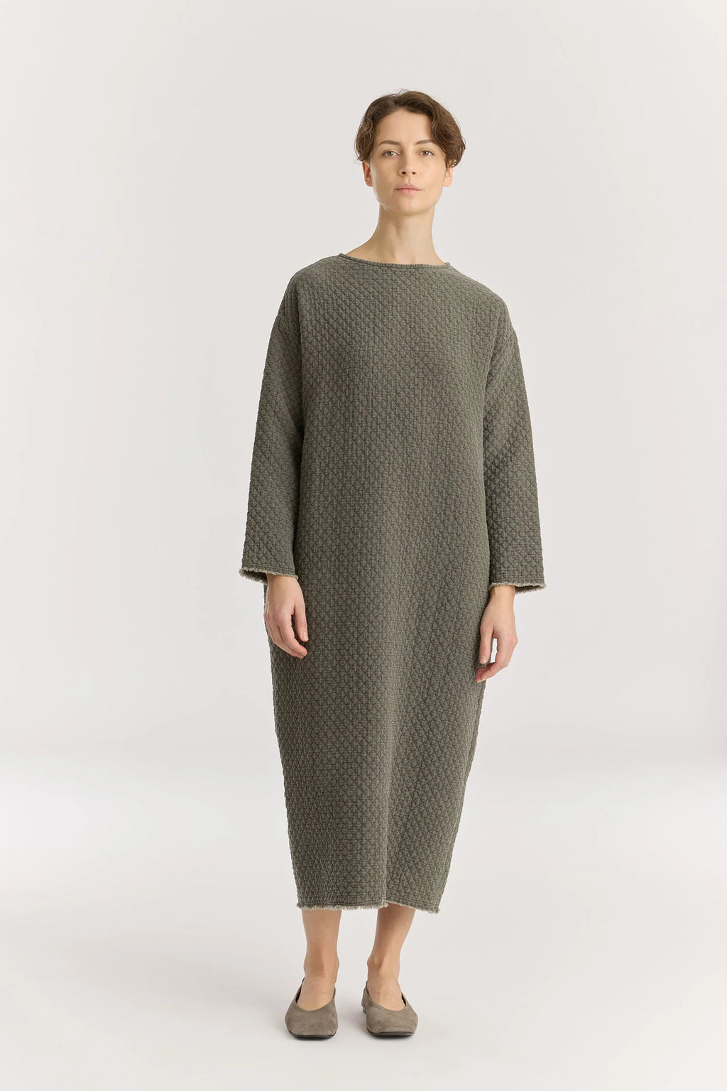 DIAMOND QUILTED DRESS - SLATE