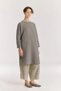 DIAMOND QUILTED PAINTER DRESS - DARK STONE