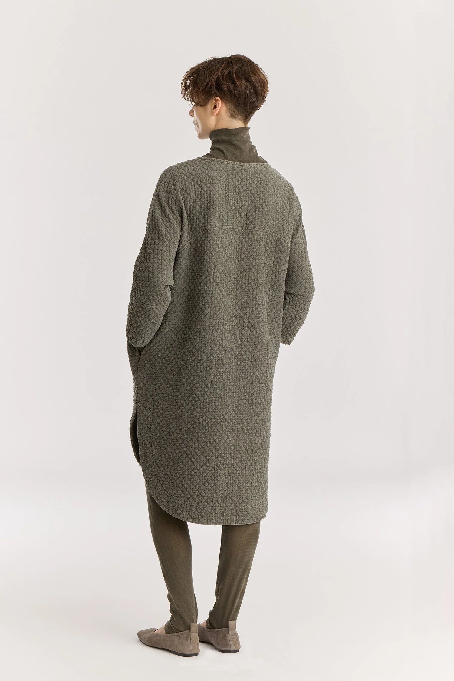DIAMOND QUILTED PAINTER DRESS - SLATE