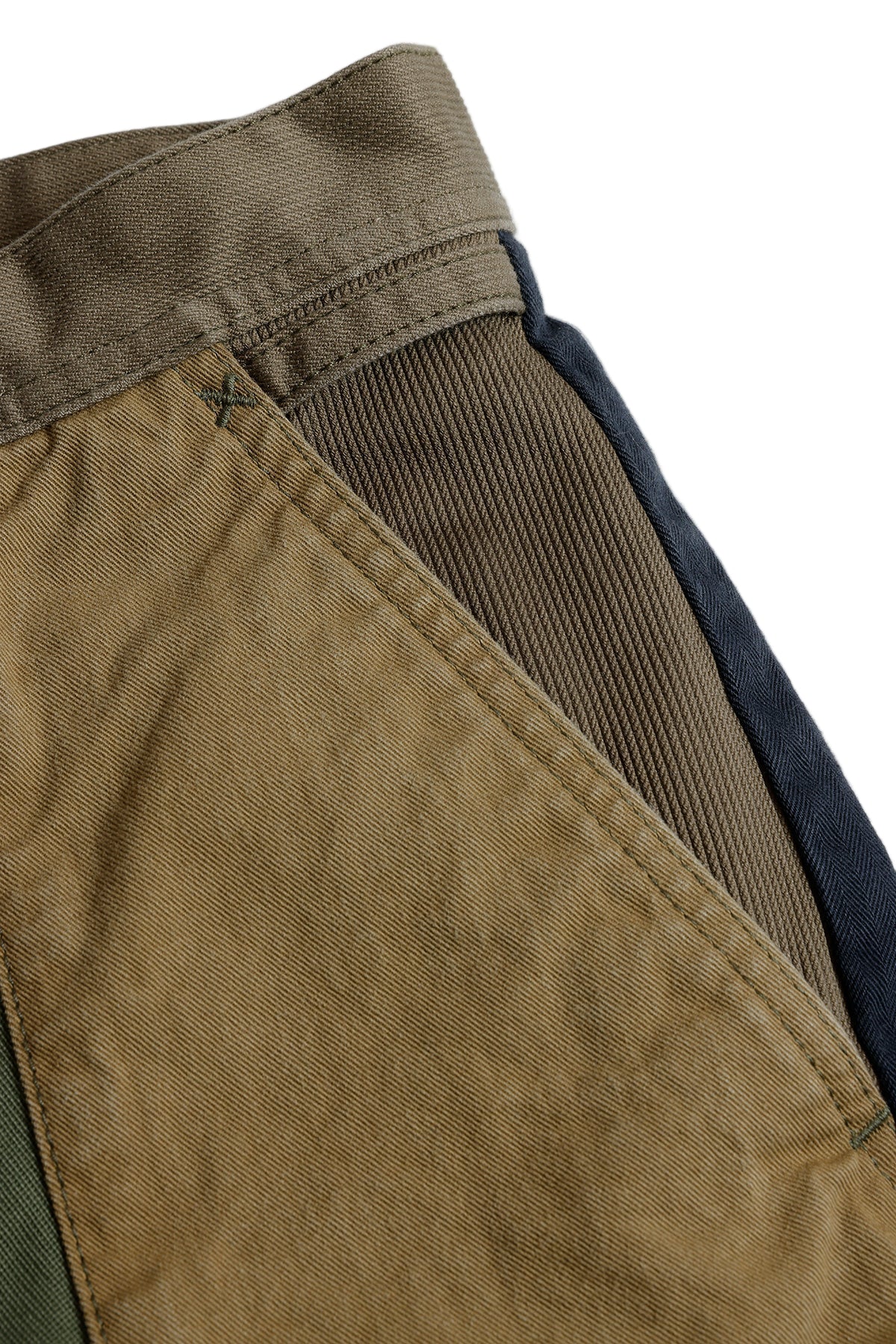 PATCHWORK WIDE PANTS RINSE - KHAKI