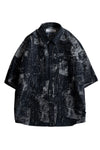 JACQUARD BORO SHORT SLEEVE SHIRT - BLUE GRAY