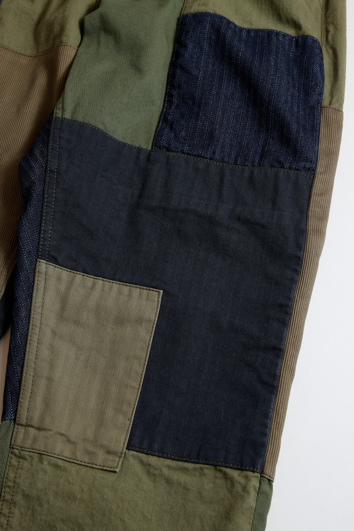 PATCHWORK WIDE PANTS RINSE - KHAKI