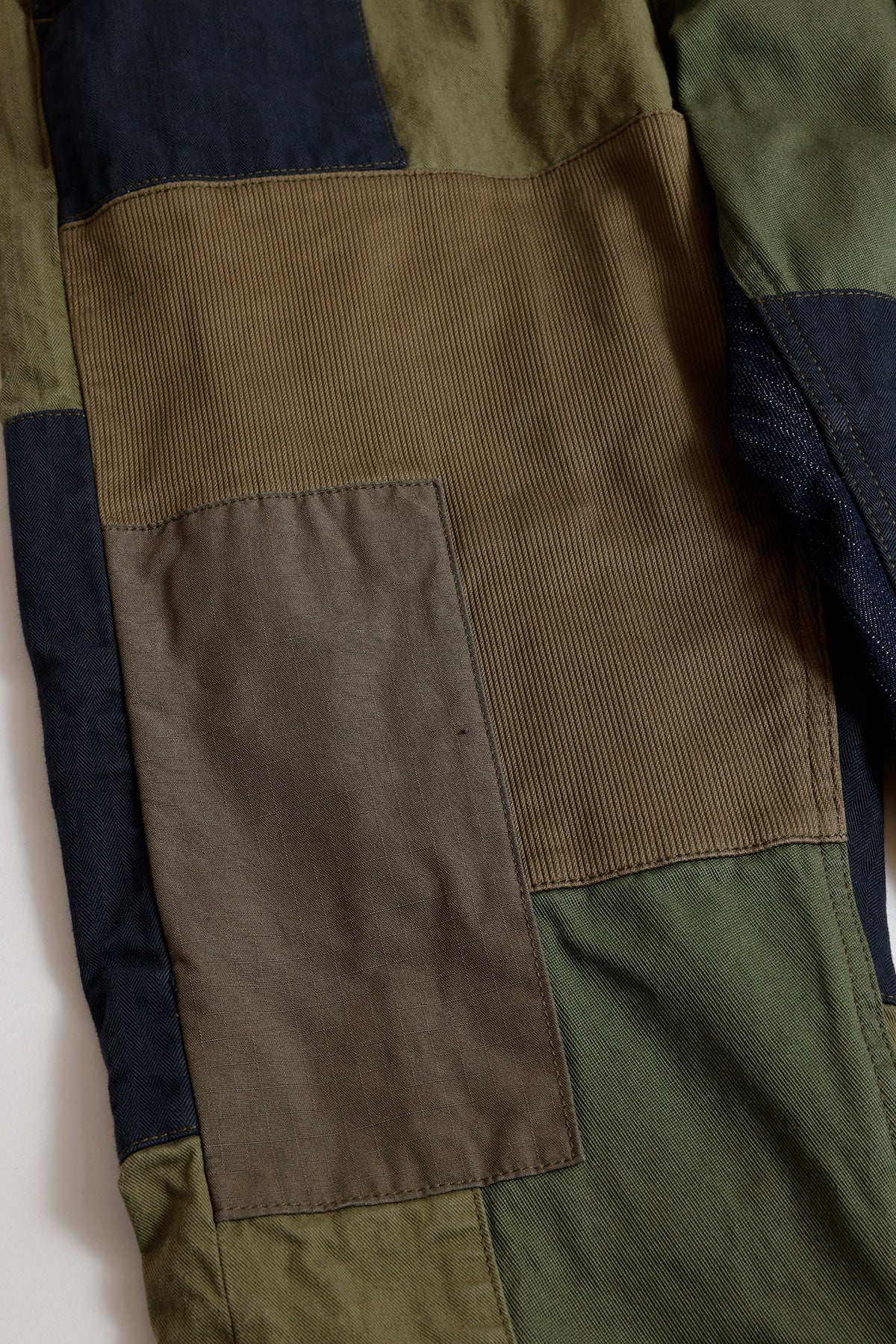 PATCHWORK WIDE PANTS RINSE - KHAKI