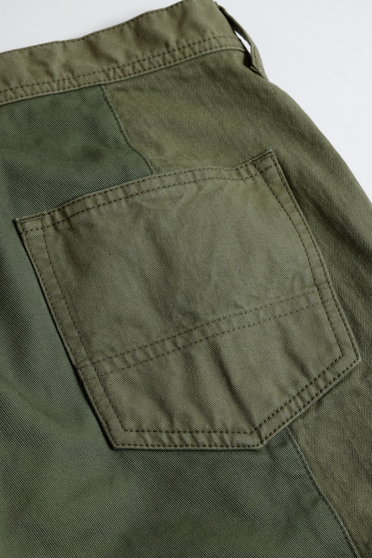 PATCHWORK WIDE PANTS RINSE - KHAKI