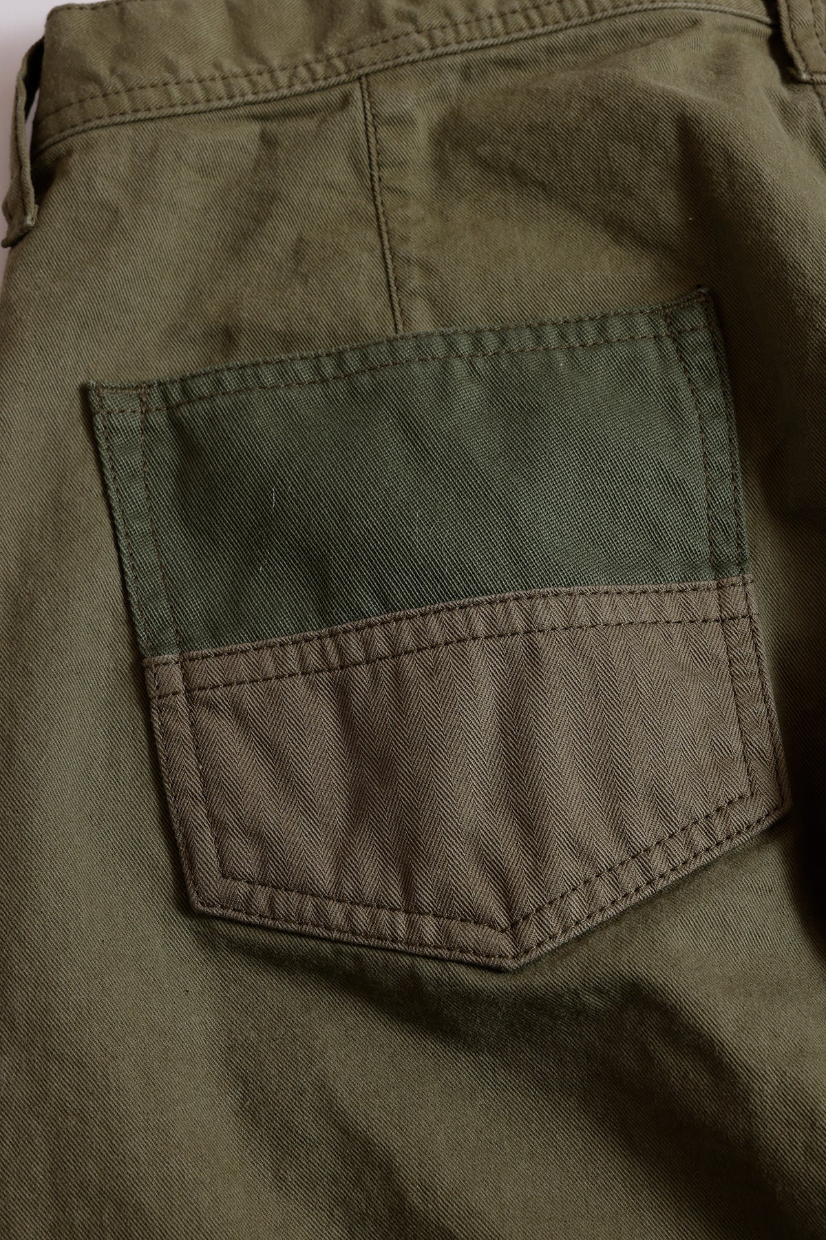 PATCHWORK WIDE PANTS RINSE - KHAKI