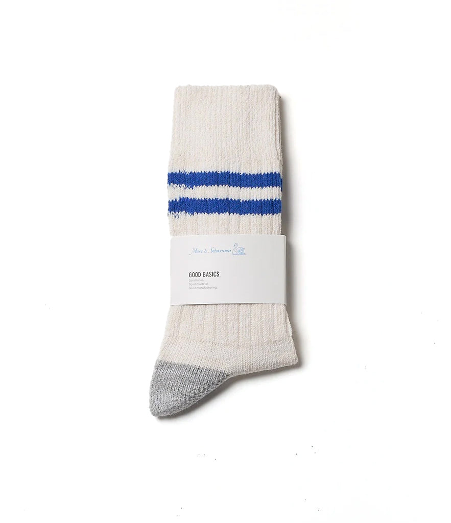 GOOD BASICS STRIPED SOCKS - NATURAL / SWAN BLUE