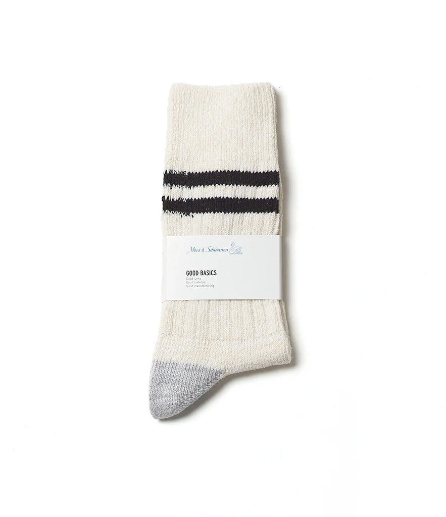 GOOD BASICS STRIPED SOCKS - NATURAL / BLACK