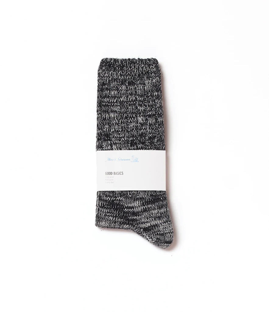 GOOD BASICS MELANGE SOCKS - DEEP BLACK/ NATURAL