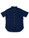 ENGINEERED SEERSUCKER WEAVE BUTTON-DOWN SHORT-SLEEVED SHIRT - NAVY
