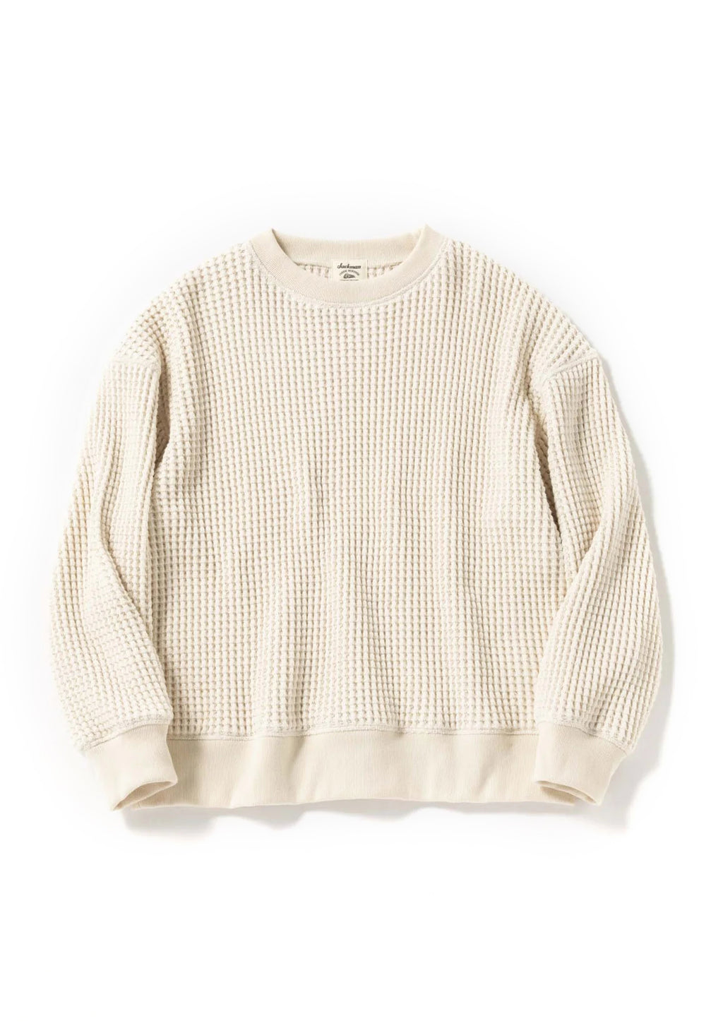 WAFFLE CREWNECK SWEATER - IVORY