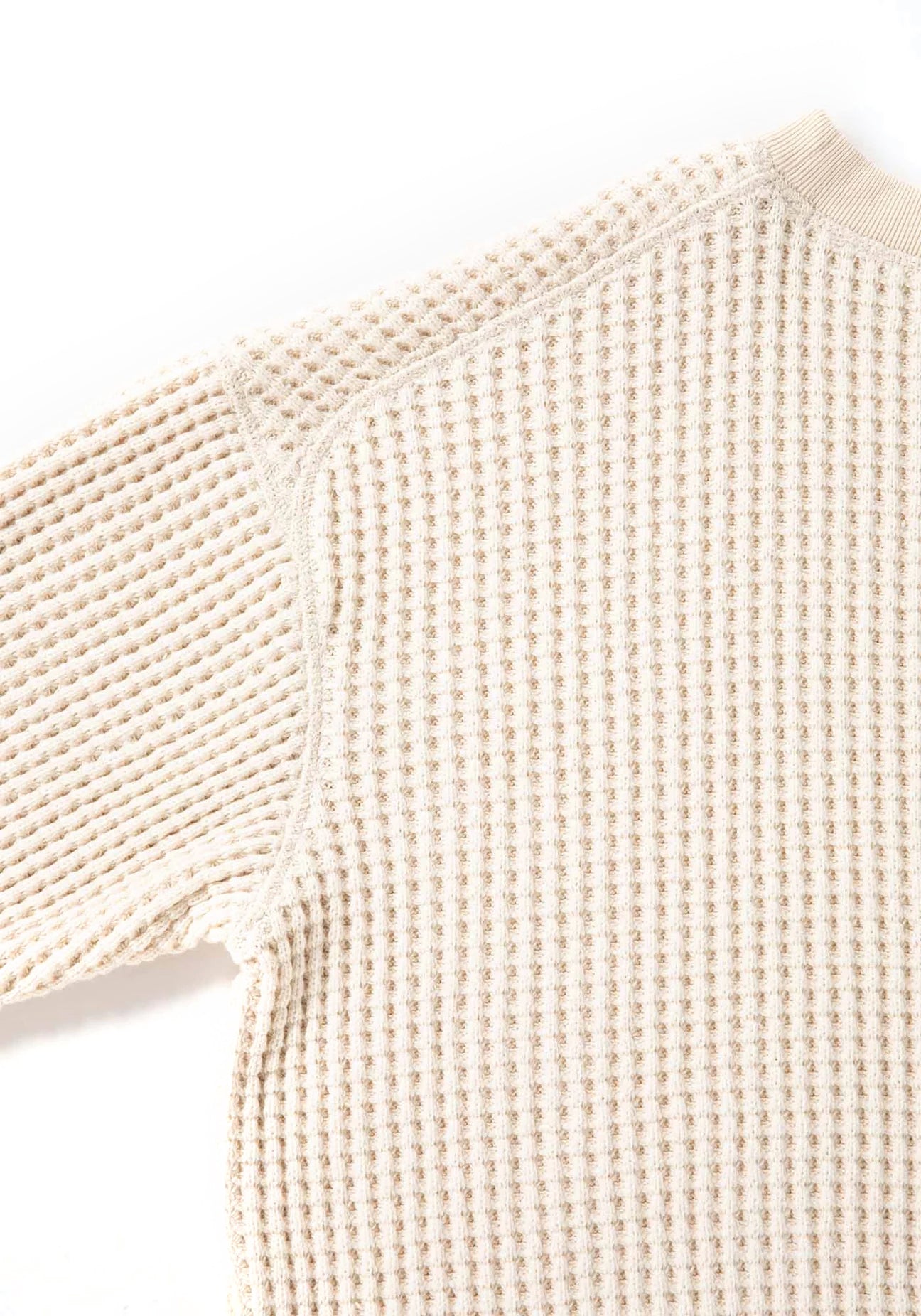 WAFFLE CREWNECK SWEATER - IVORY