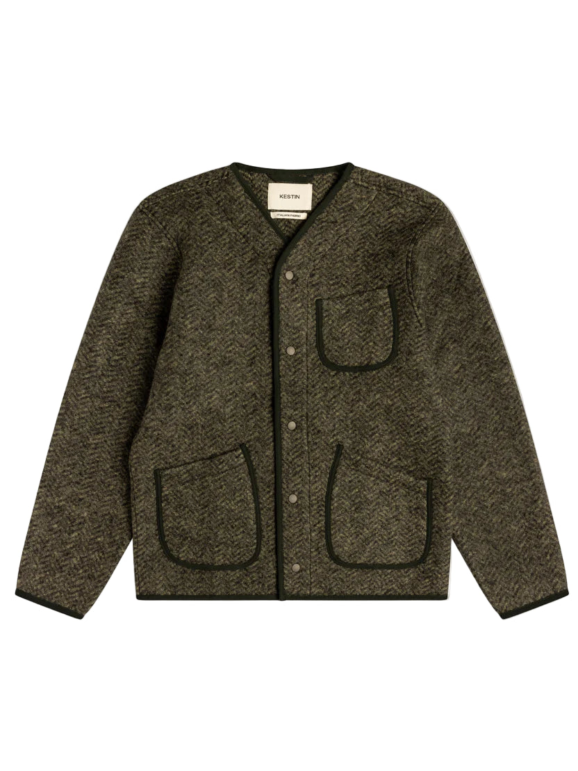 NEIST CARDIGAN - MOSS HERRINGBONE