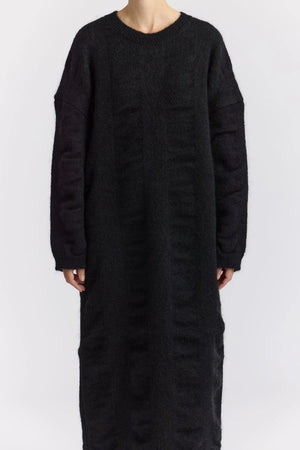 WATERFALL KNIT DRESS - BLACK