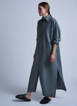 RELAXED KAFTAN SEERSUCKER SHIRT - SAGE GREY