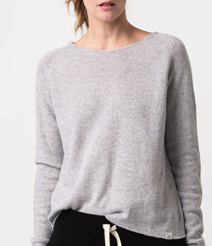 WOMEN'S CREW NECK PULLOVER, RELAXED FIT - GREY MELANGE