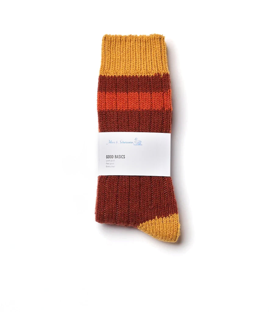 GOOD BASICS MERINO WOOL SOCKS - CHESTNUT / HONEY