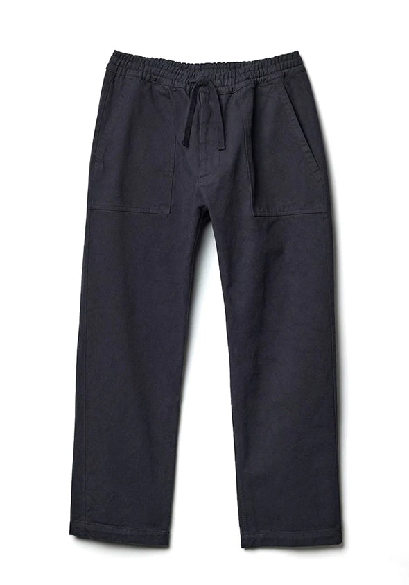 DRAW STRING PANTS ORGANIC COTTON, BROKEN TWILL - CHARCOAL