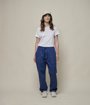 DRAW STRING PANTS ORGANIC COTTON, BROKEN TWILL - INK BLUE