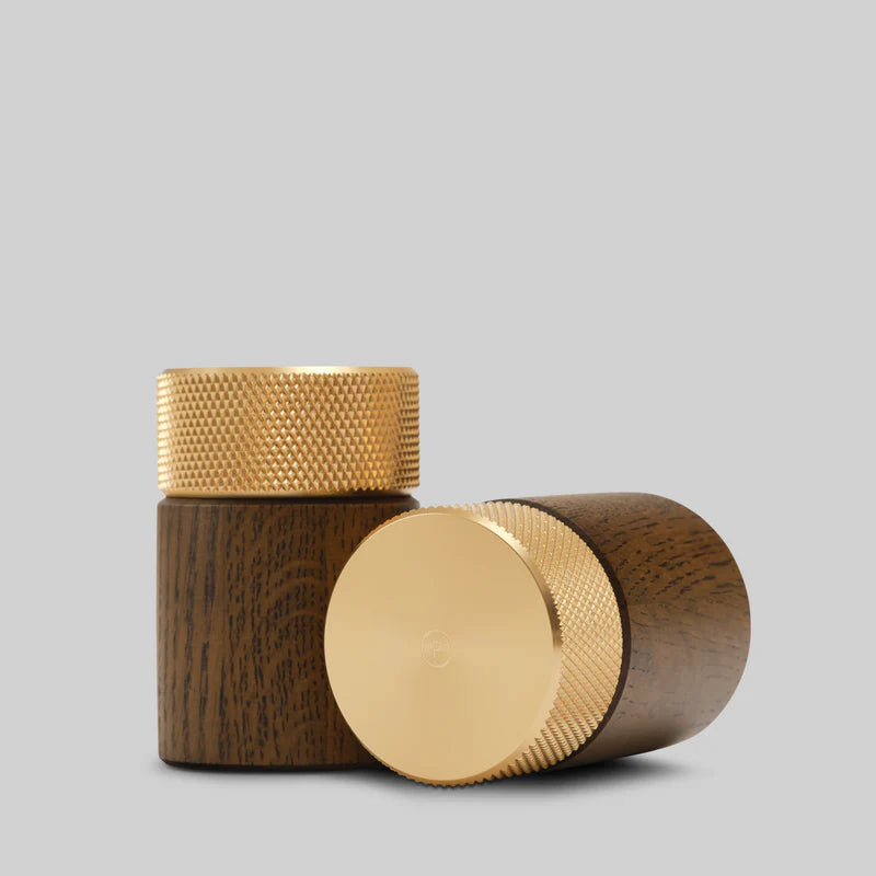 SINA SALT & PEPPER MILL SET - DARK ASH / BRASS