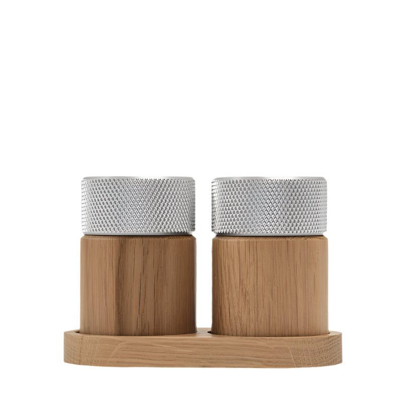 SINA SALT & PEPPER MILL SET - OAK / STEEL