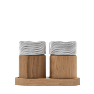 SINA SALT & PEPPER MILL SET - OAK / STEEL