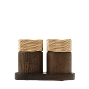 SINA SALT & PEPPER MILL SET - DARK ASH / BRASS