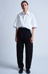 PLEATED CRUISER SEERSUCKER PANTS - BLACK