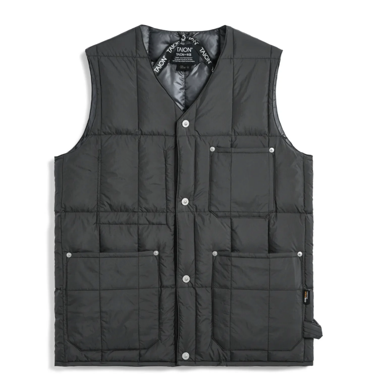 V-NECK BUTTON DOWN VEST - DARK OLIVE